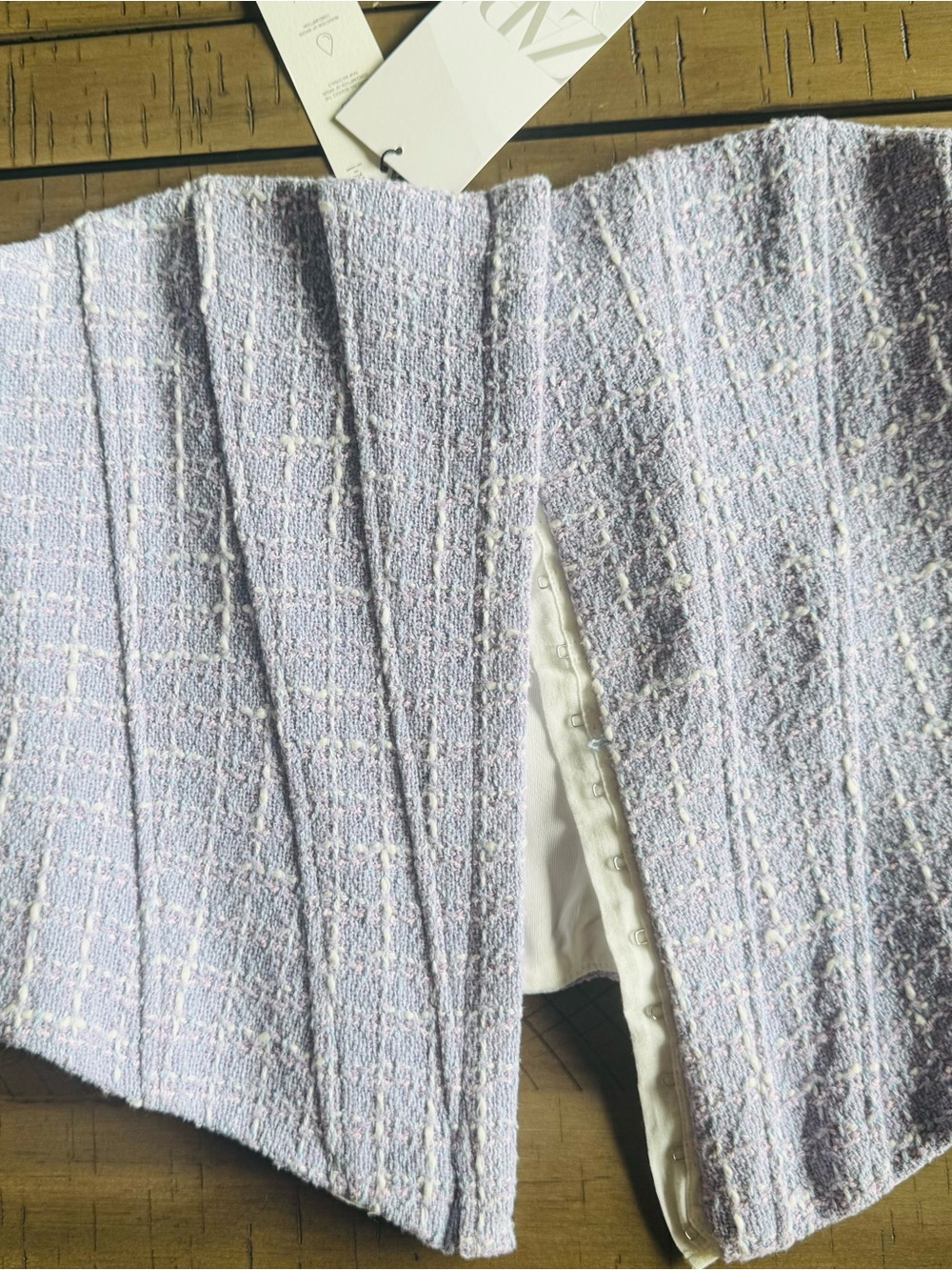 Zara Light Lavender Tweed Crop Top